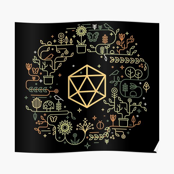 Polyhedral D20 Dice of The Druid Minimalist Tabletop RPG Addict Poster RB1810 product Offical criticalrole Merch