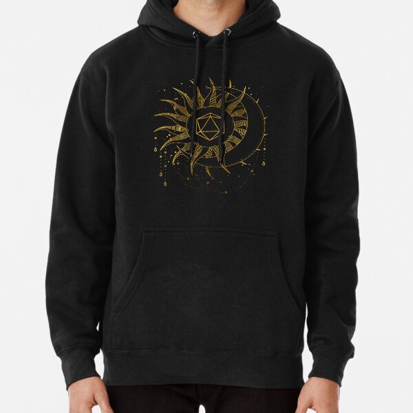 DND DICE SUN & MOON: Minimalist Celestial D20 for dnd girl. Pullover Hoodie RB1810 product Offical criticalrole Merch